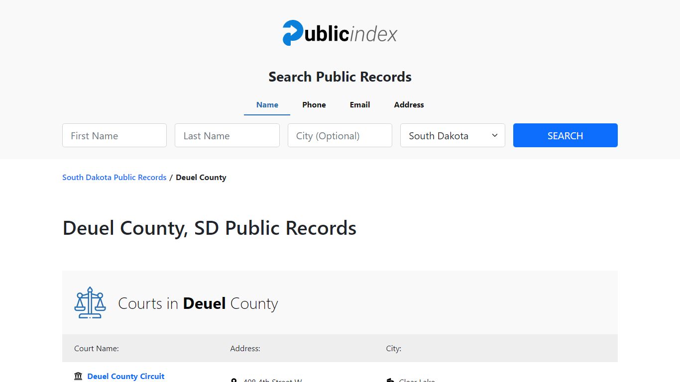 Deuel County, SD Public Court, Arrest and Inmate Records - ThePublicIndex