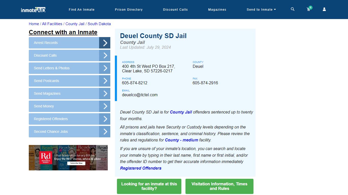 Deuel County SD Jail - Inmate Locator